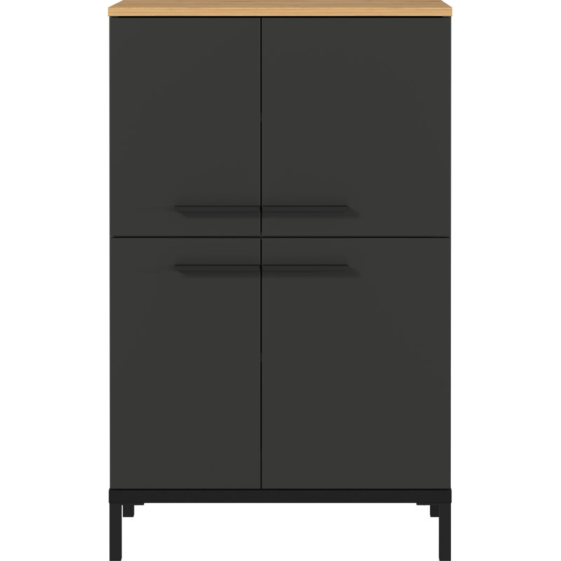 Yonkers  Plastic Free-Standing Bathroom Cabinet, Graphite / Oak