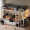 Lit superposé en bois massif avec bureau convertible, prises intégrées, lumières DEL et tiroirs de rangement