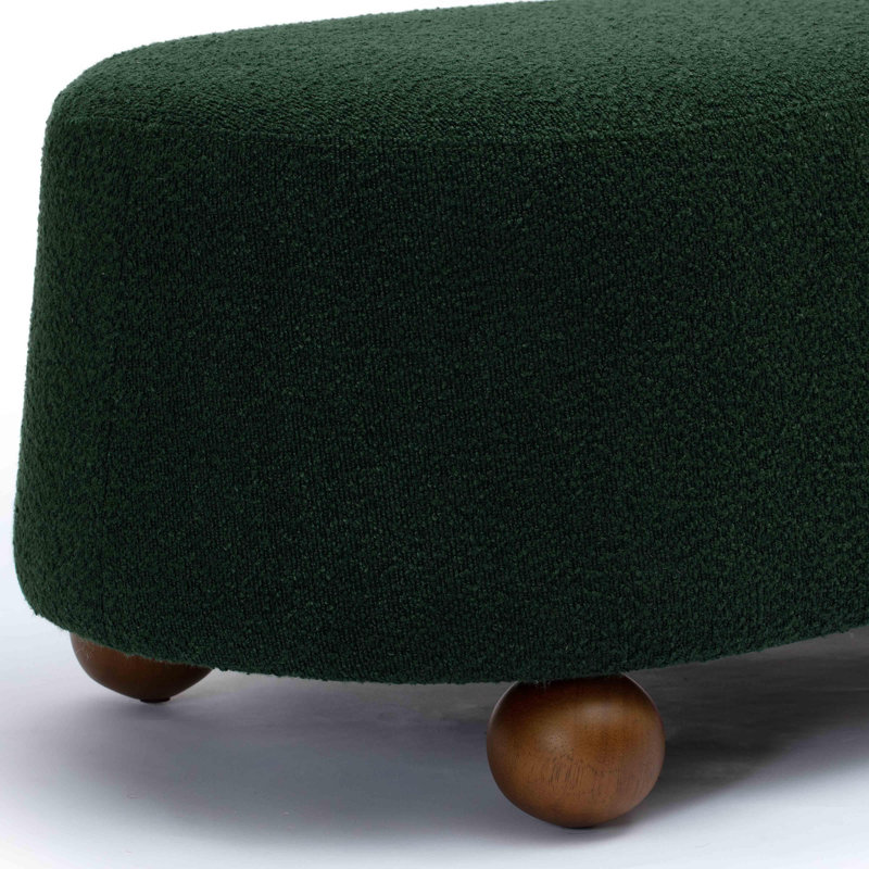 Rumfelt Loose Mohair Large Ottoman, Forest Green, Natural Wood