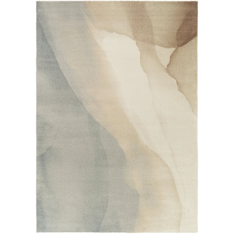 Tapis aquarelle bleu / rouille Yesim, 7 pi 10 po x 10 pi