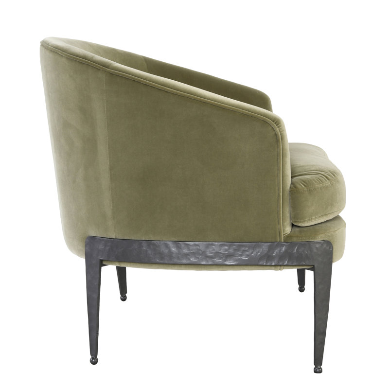 Ann Barrel Chair, Olive Green Velvet