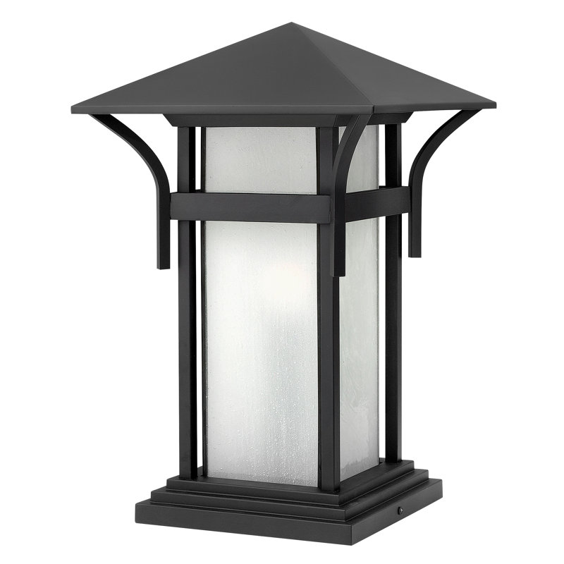 Harbor Single Light 12V Outdoor Pier Mount Craftsman Lantern, Satin Black
