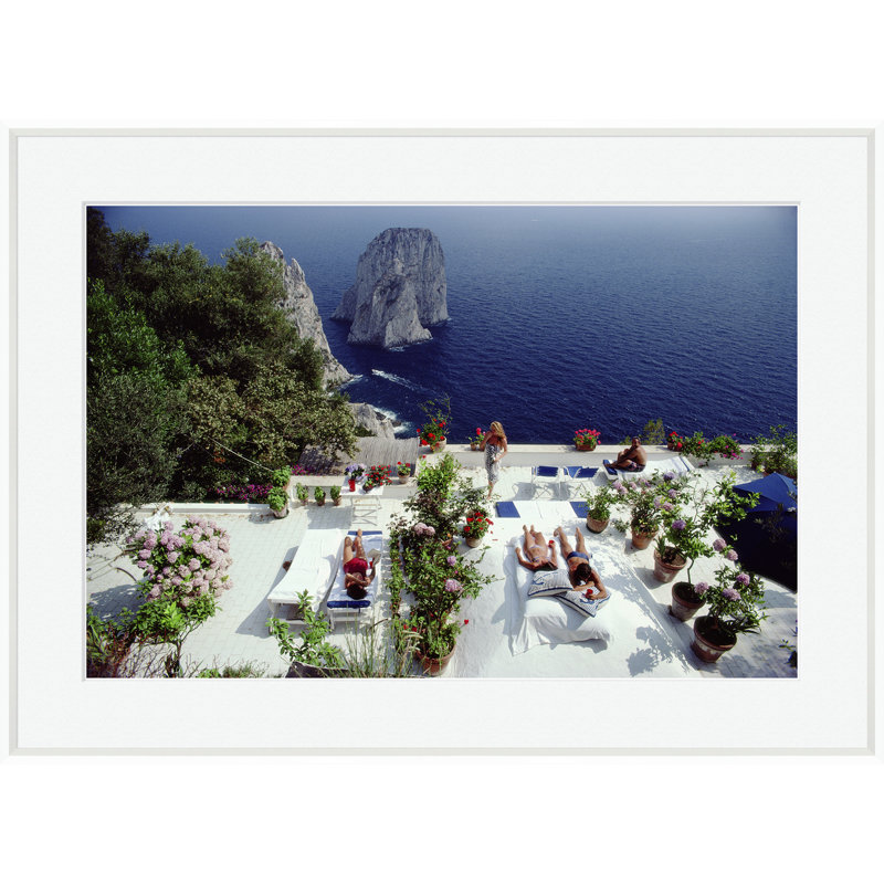 Il Canille Print by Slim Aarons, White Framed Paper, 34.75" H x 49.75" W x 2.125" D