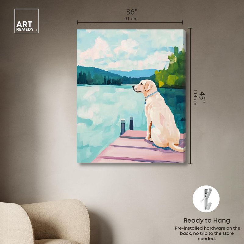Impression côtière Dockside Companion par Art Remedy, H 45 po x l 36 po, Toile tendue avec châssis