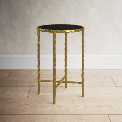 Gimlet Black Aluminum Metal Side End Accent Table with Shaded Glass Top, 15" x 15" x 22"