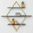 Wood and Gold Diamond Wall Shelf-427059836