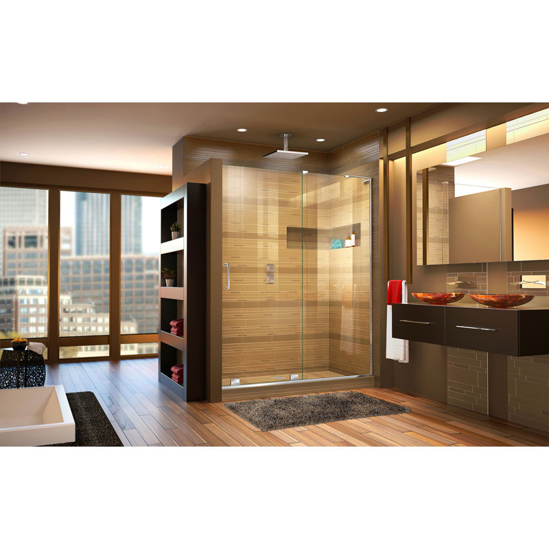 Mirage-X 55-59" W x 71" H Frameless Shower Door with ClearMax™ Technology, Chrome, Right Opening