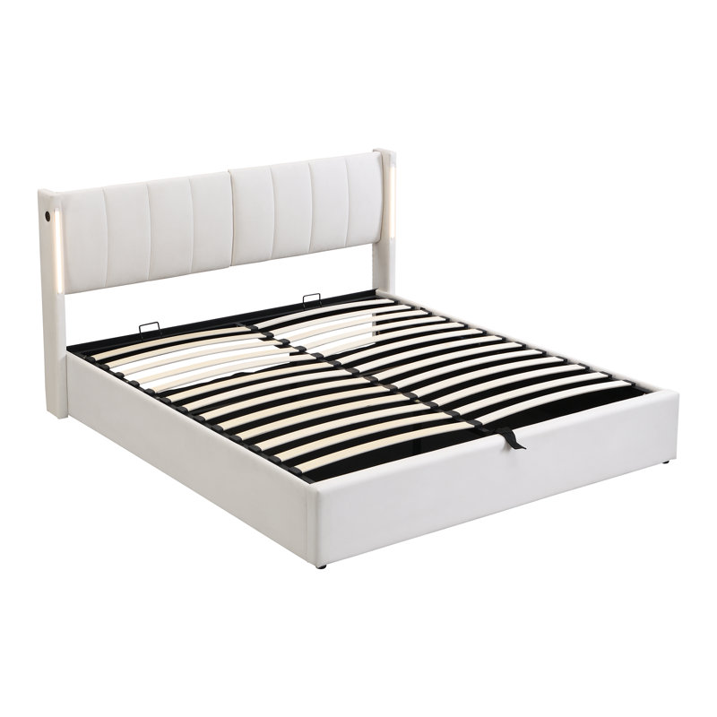 Upholstered Storage Bed, Kingsize (5'), White