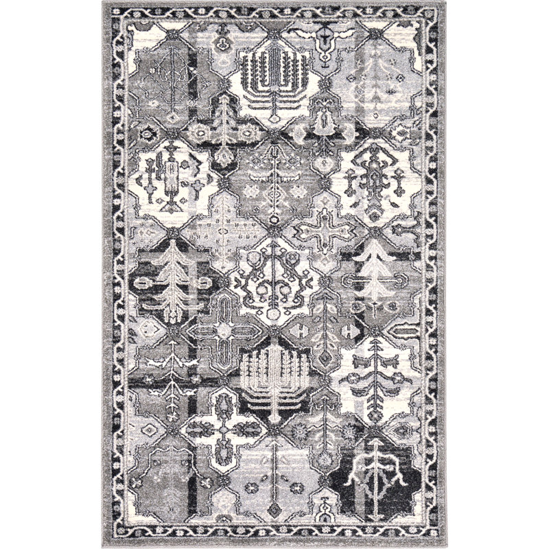 Tapis ivoire à motif géométrique Godina, Rectangle 3 pi 3 po x 5 pi 3 po