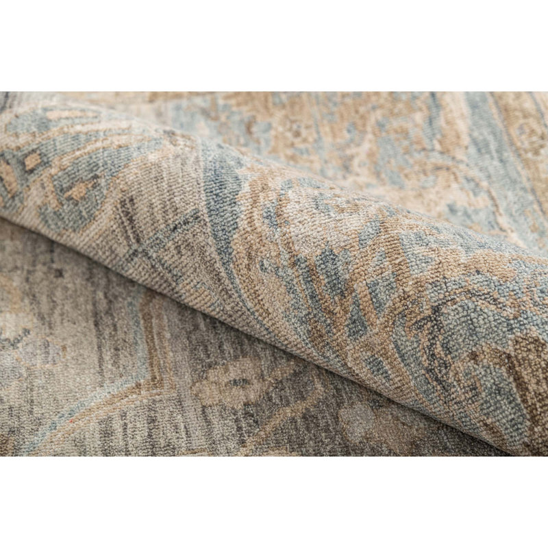 Hand Knotted Wool Oriental Area Rug in Blue/Gray/Brown, Rectangle 9' x 12'