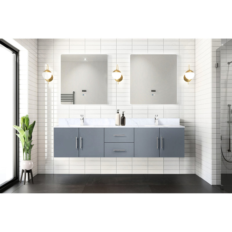 80 po L x P 22 po. Meuble-lavabo gris foncé avec 30 miroirs à DEL - Organisez le style et le rangement de votre salle de bain.