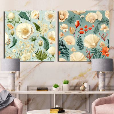 Romine - Ensemble de 2 collages carrés botaniques abstraits