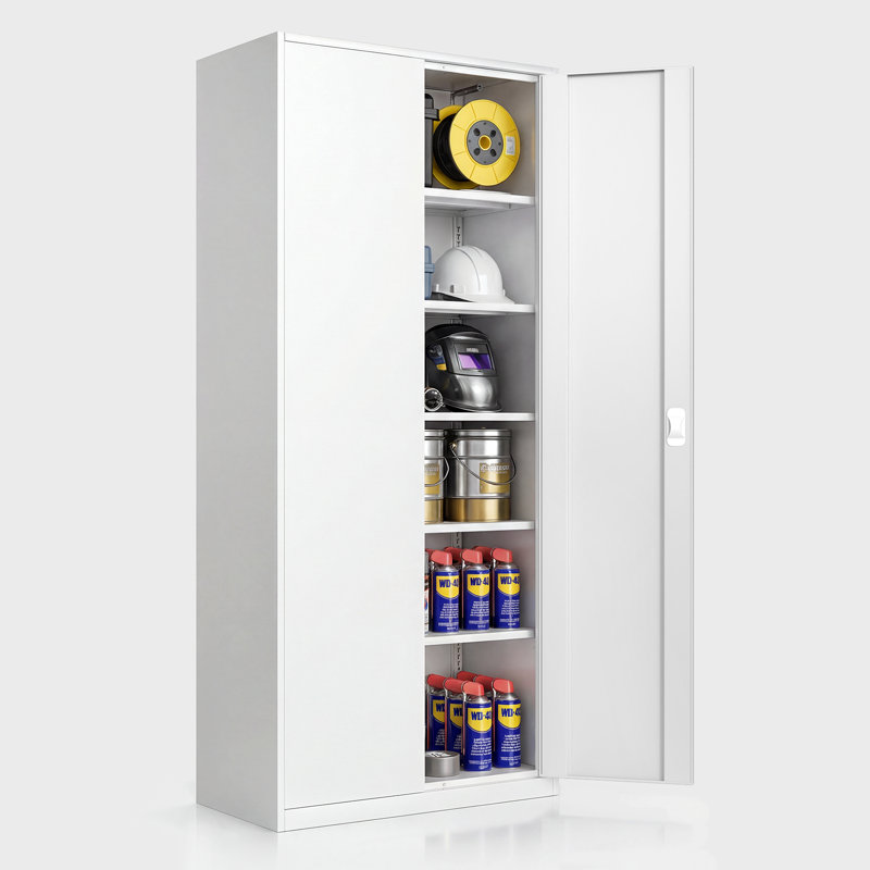 Armoires de rangement en métal avec serrure, H 71 po x l 31,5 po x P 15,75 po, Blanc