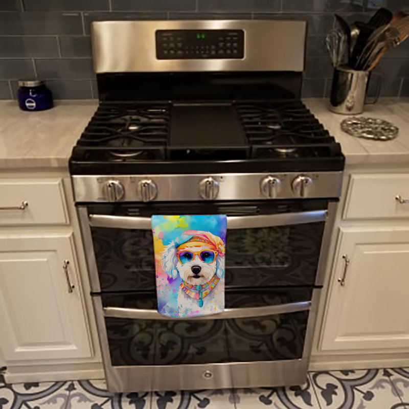 Bichon Frise Hippie Dawg Kitchen Towel