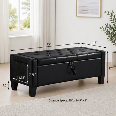 Repose-pieds avec rangement, banc de repose-pieds avec charnière de sécurité, poids de 350 lb