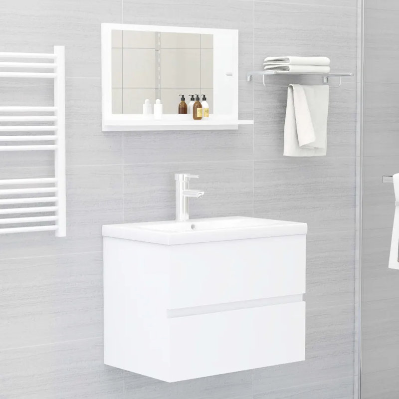 Dorlene Mirror with Shelves, 37cm x 60cm, White