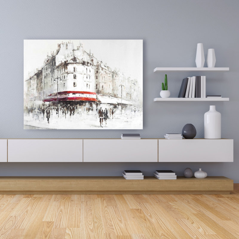 White Street avec des accents rouges | Décor de toile de salon