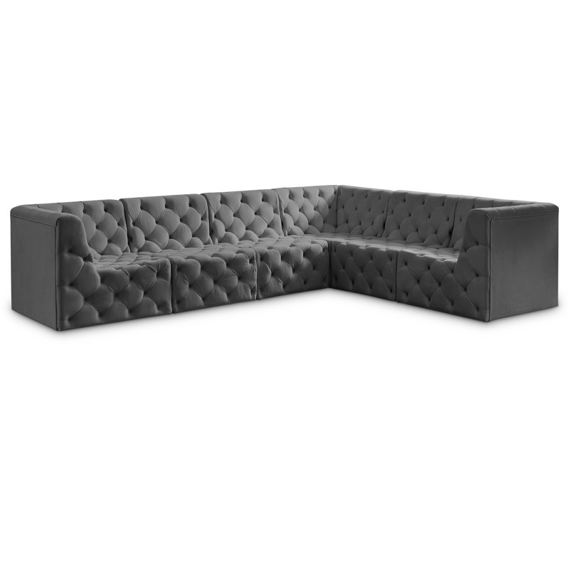 Canapé modulaire réversible en velours Izzobella, Velours gris