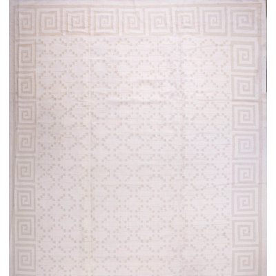 Tapis Dhurrie indien rétro moderne de couleur claire Mid-Century