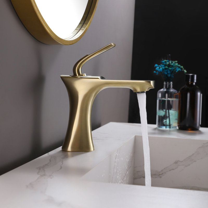 Robinet de salle de bain à un trou, Or brossé