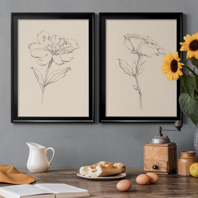 Floral Contour Study III, reproduction encadrée de qualité supérieure - prête à être accrochée