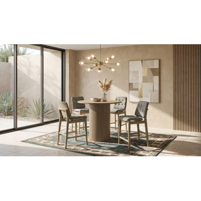 Weidar 5-Piece Round Wood Counter Height Dining Set Gray And Natural Oak