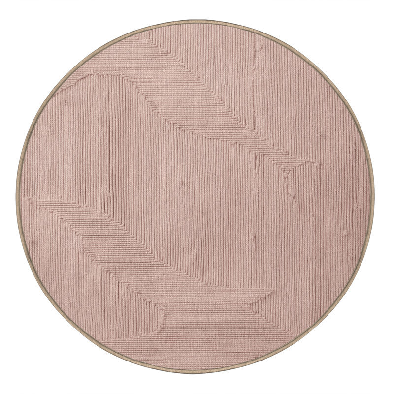Tapis rose lavable à la machine, Rond 7 pi
