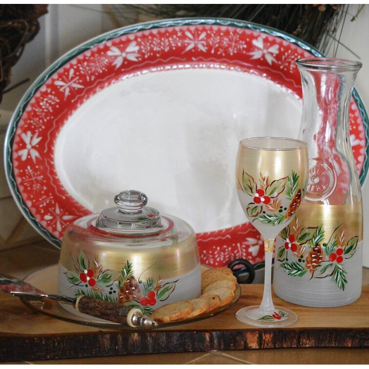 The Holiday Aisle Drouin Mistletoe 330ml Stemmed Wine Glass (Set of 2)