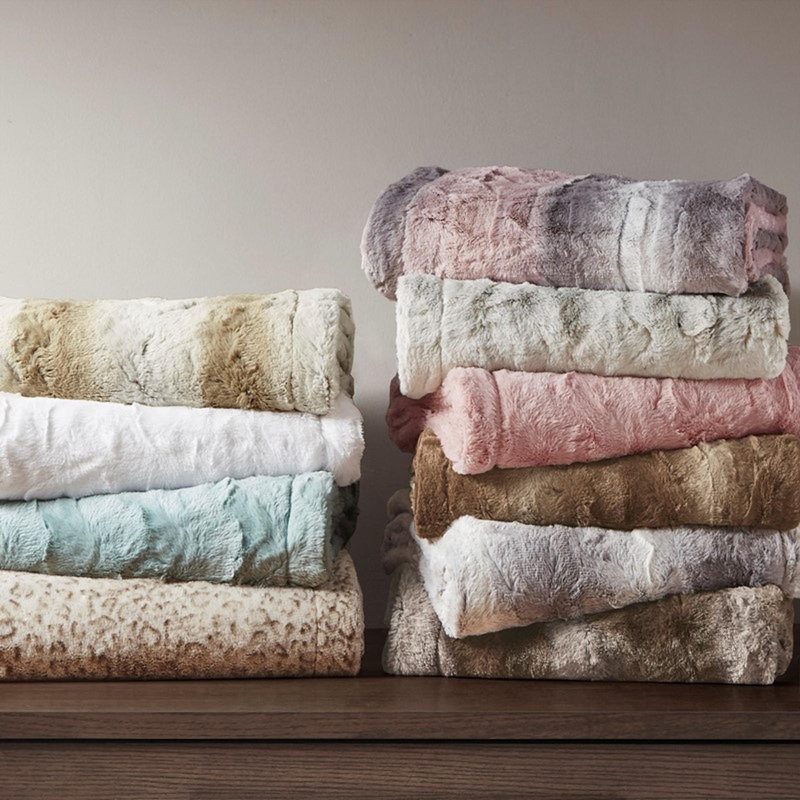 Couverture en fausse fourrure 1pc, Brun, Très grand lit