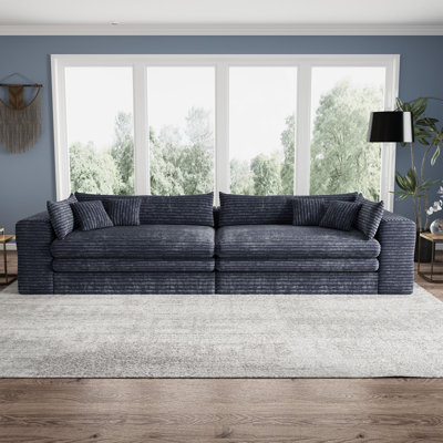 Upholstered Oversized Corduroy Compression Sofa For Living Room & Lounge Areas