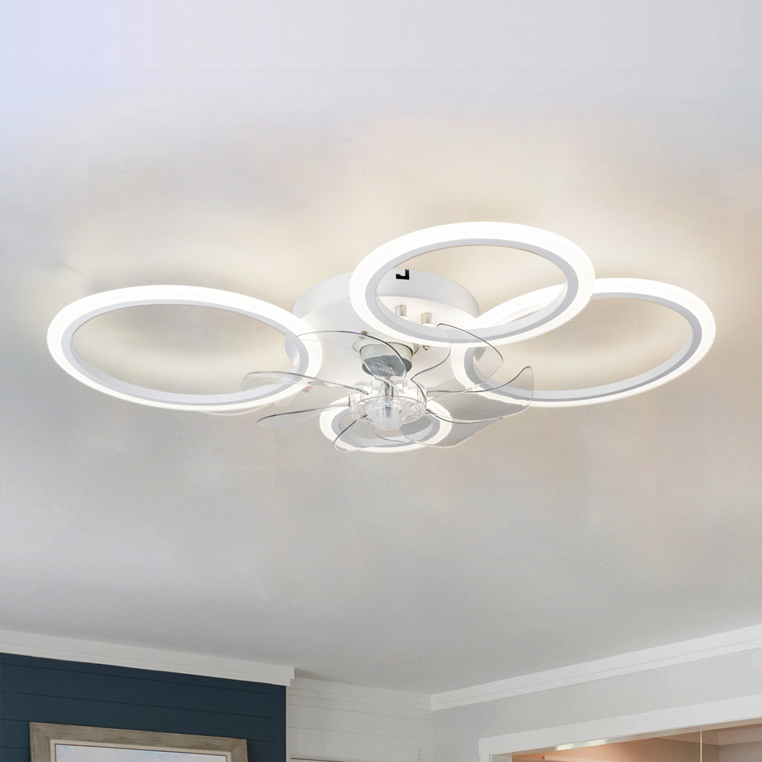 Acea 31.3 '' 7 - Blade Dimmable LED Ceiling Fan with Remote Control and APP Wrought Studio™ 