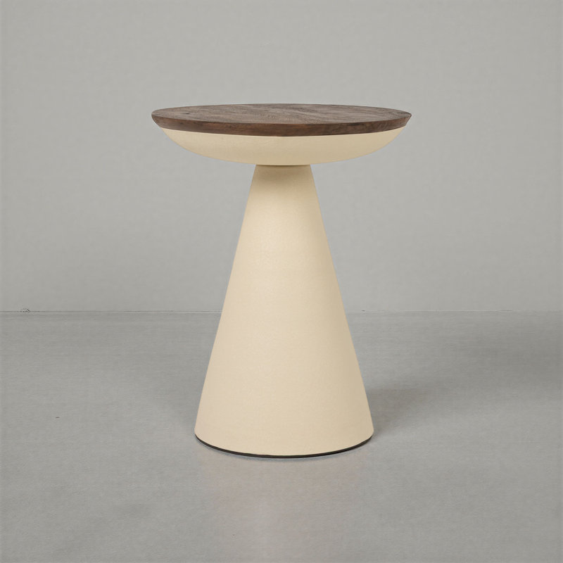 Petite table d'appoint en bois de manguier et fer, Dark Brown, 19.75" H X 15.75" W X 15.75" D