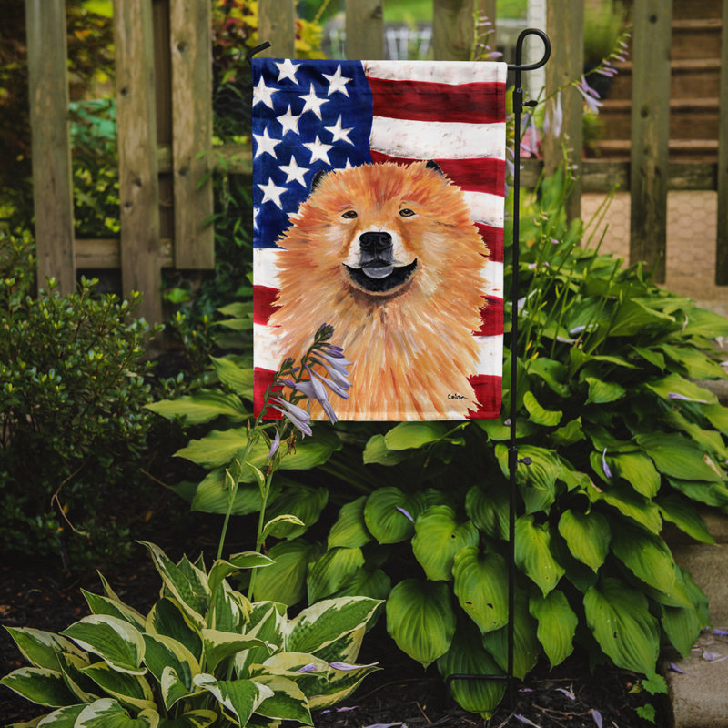 2 côtés en polyester de 2 côtés american drapeau de jardin, Beige chow-chow