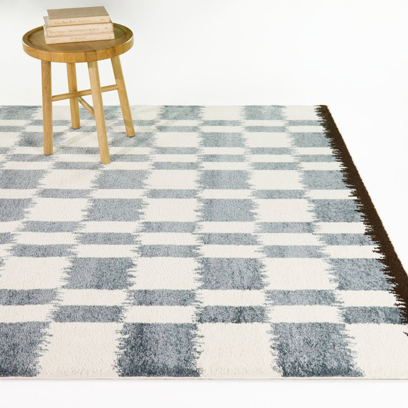 Tapis ikat bleu / brun Noland, 5 pi 3 po x 7 pi