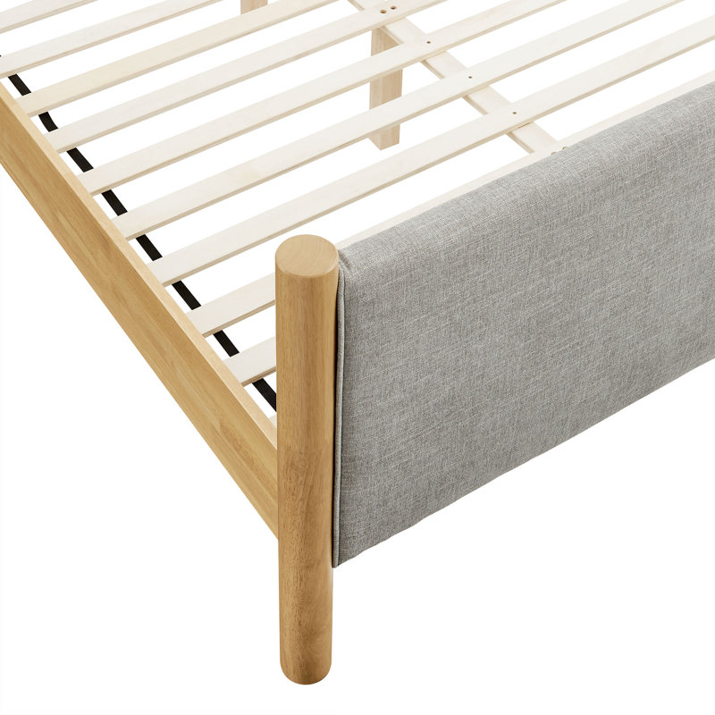 Lit plateforme tapissier Maven Boucle, Bois massif et bois manufacturé, Chêne blé, Très grand