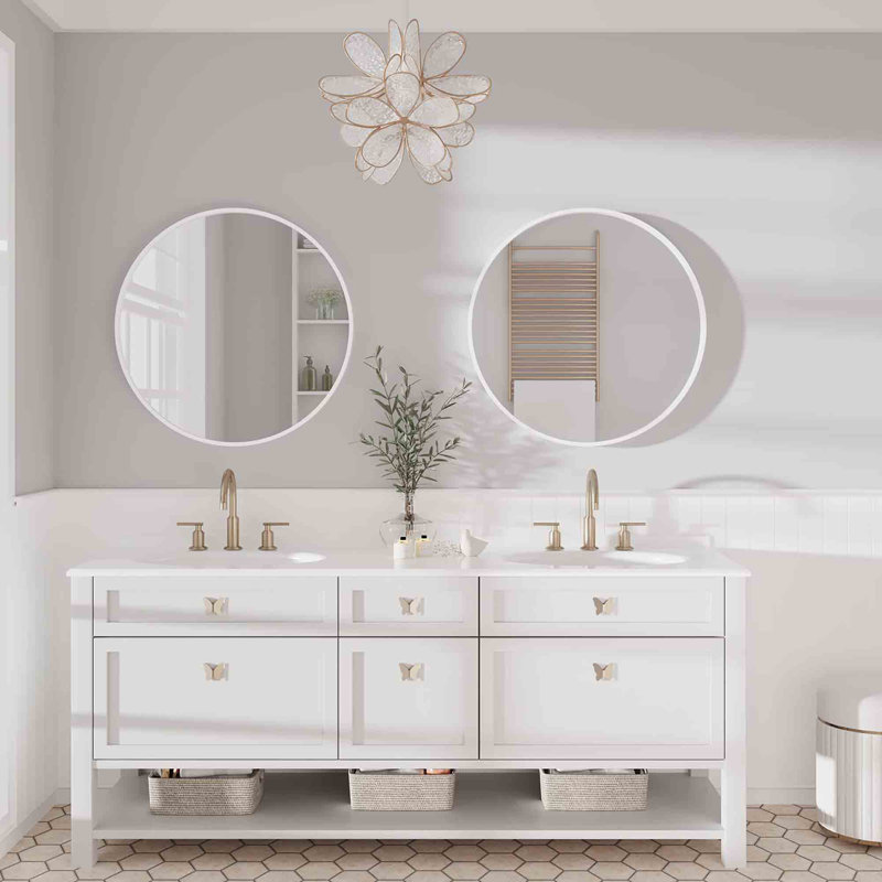 Ruo Metal Round Mirror, White