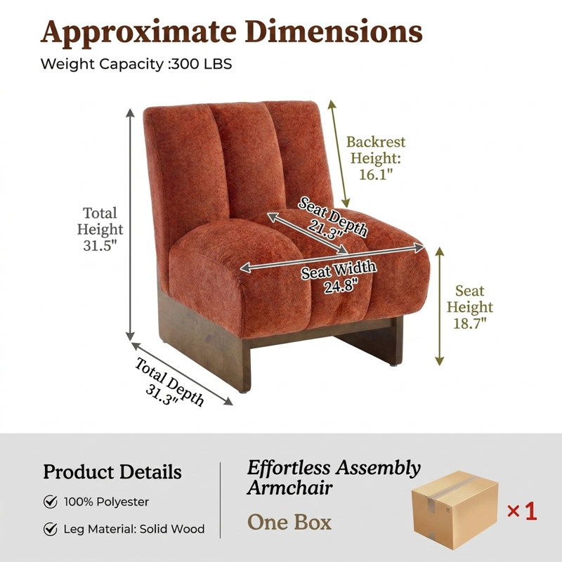 Chaise d'appoint moderne, méridienne rembourrée avec base en bois massif, chaise de lecture design pour salon et chambre à coucher (ensemble de 2)
