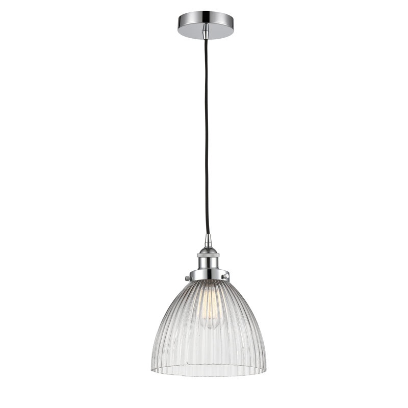 Luminaire suspendu en forme de dôme à 1 lumière Tallulah, Chrome poli
