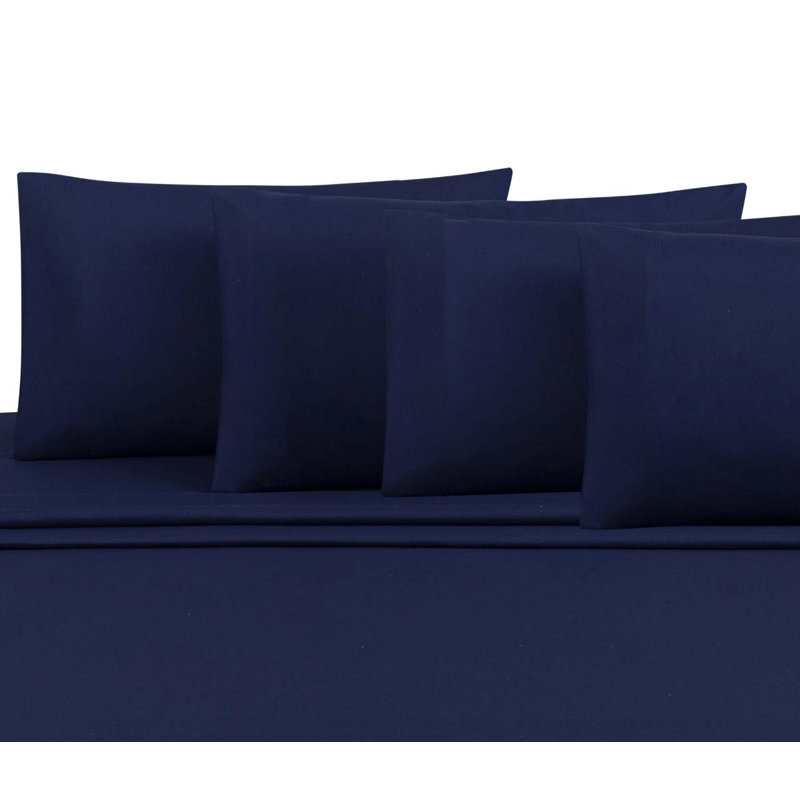Jaree 6-Piece Rayon Hotel Sheet Set, King, Navy