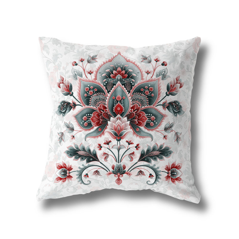 Coussin Paisley, H 20 po x l 20 po, Vert/rouge