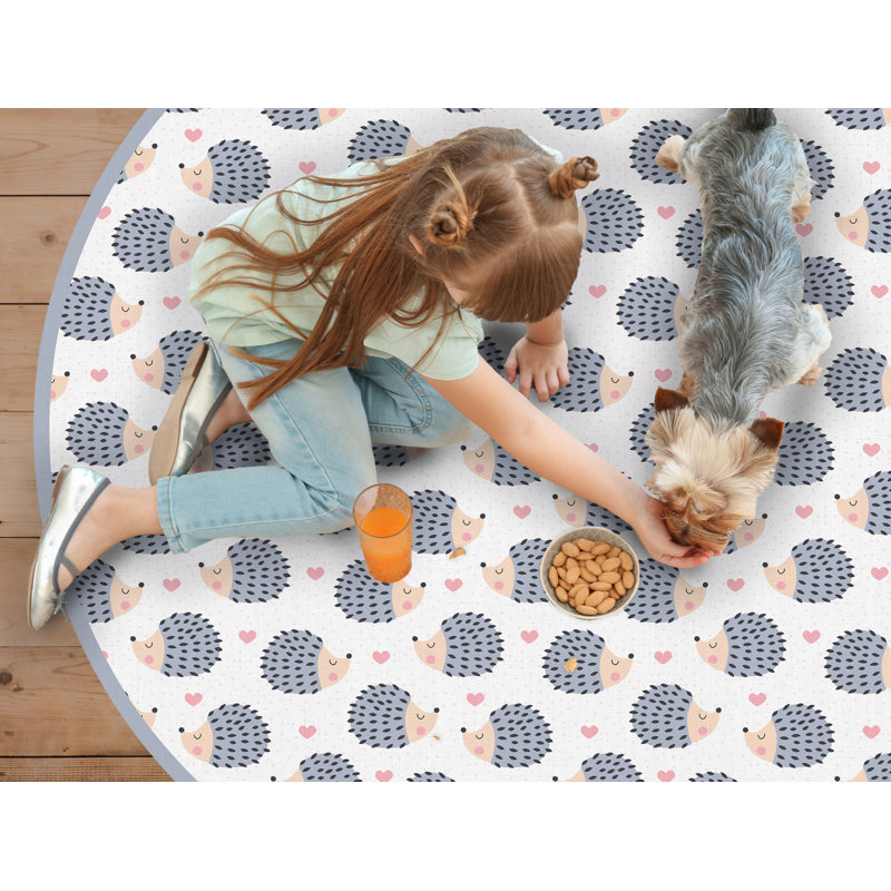 Ajeta Vinyl Machine Printed Area Rug, Round 150cm