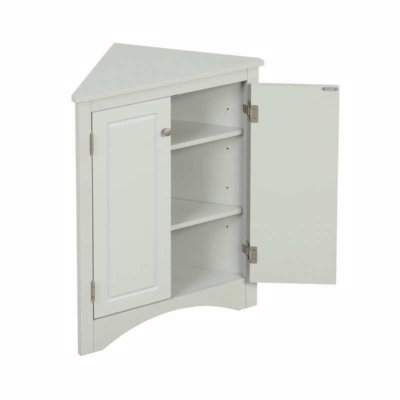 Armoire d'appoint d'angle à 2 portes, Gris, Argent argent