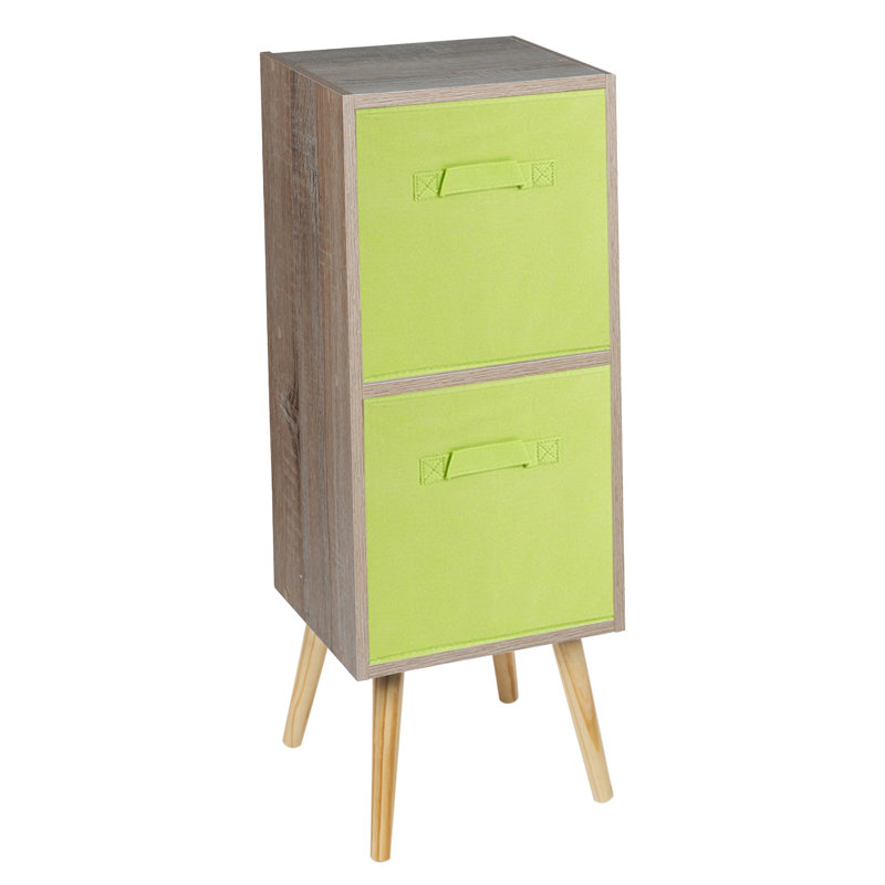 Melvyn 75cm H x 30cm W Wood Cube Bookcase, Antique Oak/Green/Black