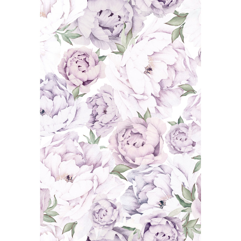 Papier peint adhésif moyen pivoine moyenne, L 96 po x l 48 po, Mauve lavande