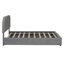 Lit plateforme tapissier Teddy avec système de rangement hydraulique, gris