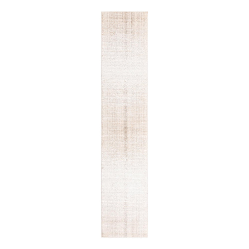 Tapis rayé ivoire Hulsey, Tapis de couloir 2 pi 7 po x 12 pi