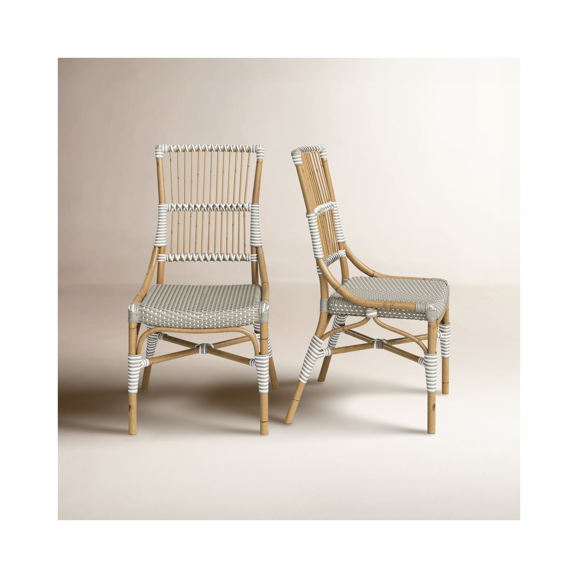 Davey Slat Back Side Chair, Gray/White