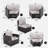 9-pieces Outdoor Half-moon Wicker Conversation Sets With 1 Nesting Coffee Table And Tempered Glass Top