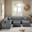 Canapé modulaire Canapé modulaire rembourré en chenille de 111,8 po avec repose-pieds de rangement mobile pour le salon-977065559