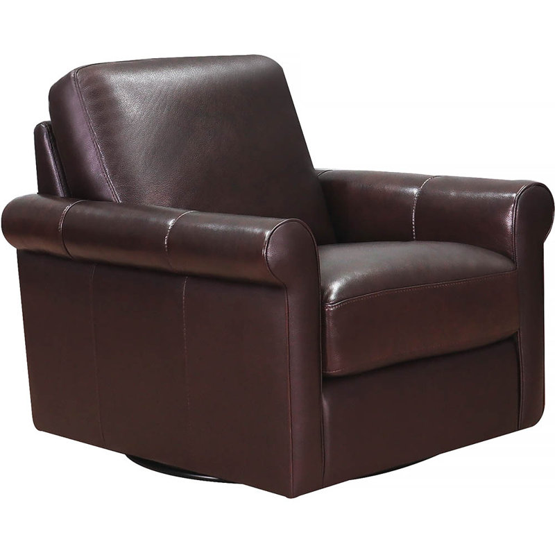 Fauteuil club pivotant rembourré Mayoworth, Cuir véritable Brookfield Pirouette espresso fonc